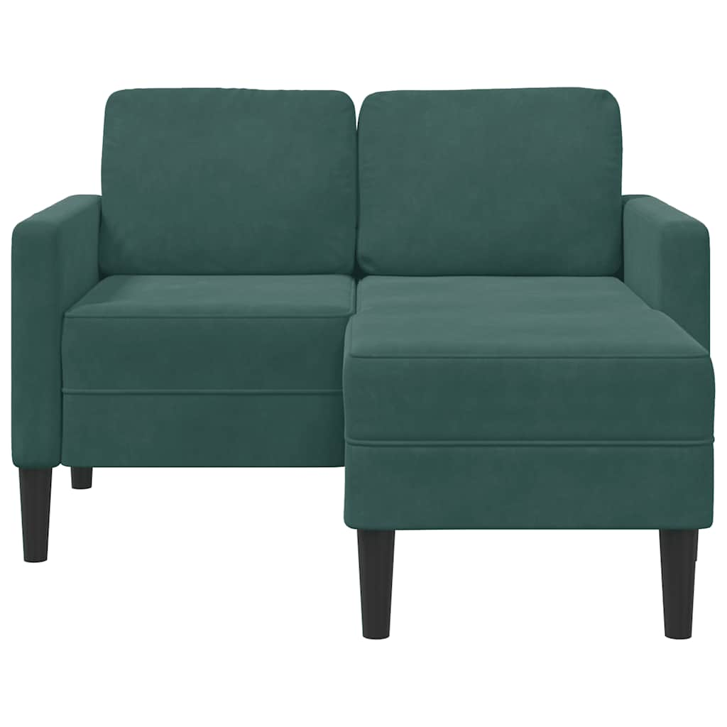 2-Sitzer-Sofa mit Chaiselongue L-Form Dunkelgrün 125 cm Samt