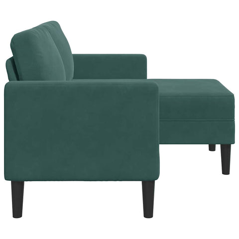 2-Sitzer-Sofa mit Chaiselongue L-Form Dunkelgrün 125 cm Samt