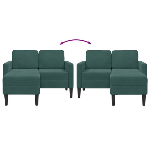 2-Sitzer-Sofa mit Chaiselongue L-Form Dunkelgrün 125 cm Samt