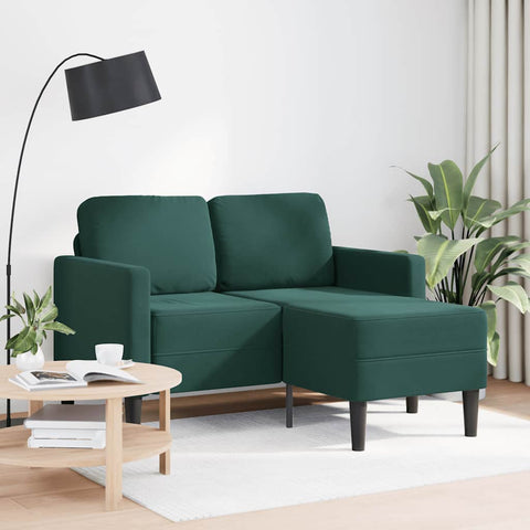 2-Sitzer-Sofa mit Chaiselongue L-Form Dunkelgrün 125 cm Samt