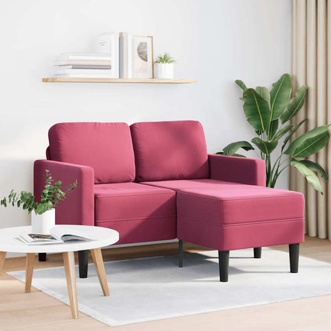 2-Sitzer-Sofa mit Chaiselongue L-Form Weinrot 125 cm Samt