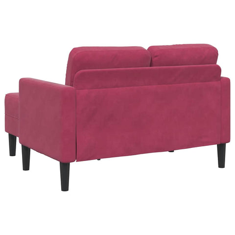 2-Sitzer-Sofa mit Chaiselongue L-Form Weinrot 125 cm Samt