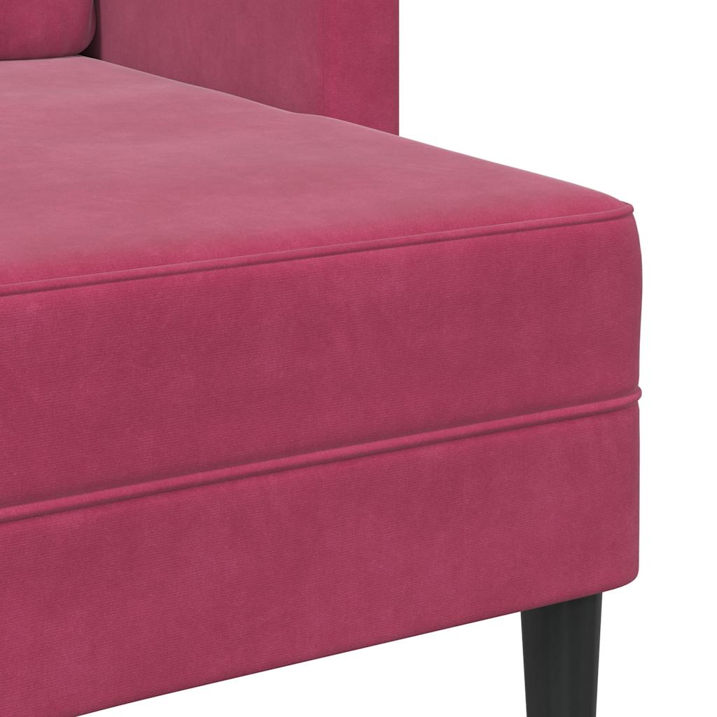 2-Sitzer-Sofa mit Chaiselongue L-Form Weinrot 125 cm Samt