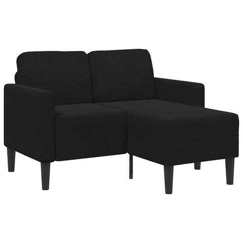 2-Sitzer-Sofa mit Chaiselongue L-Form Schwarz 125 cm Samt