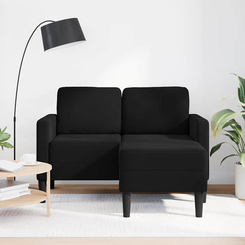 2-Sitzer-Sofa mit Chaiselongue L-Form Schwarz 125 cm Samt