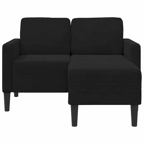 2-Sitzer-Sofa mit Chaiselongue L-Form Schwarz 125 cm Samt