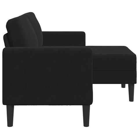 2-Sitzer-Sofa mit Chaiselongue L-Form Schwarz 125 cm Samt