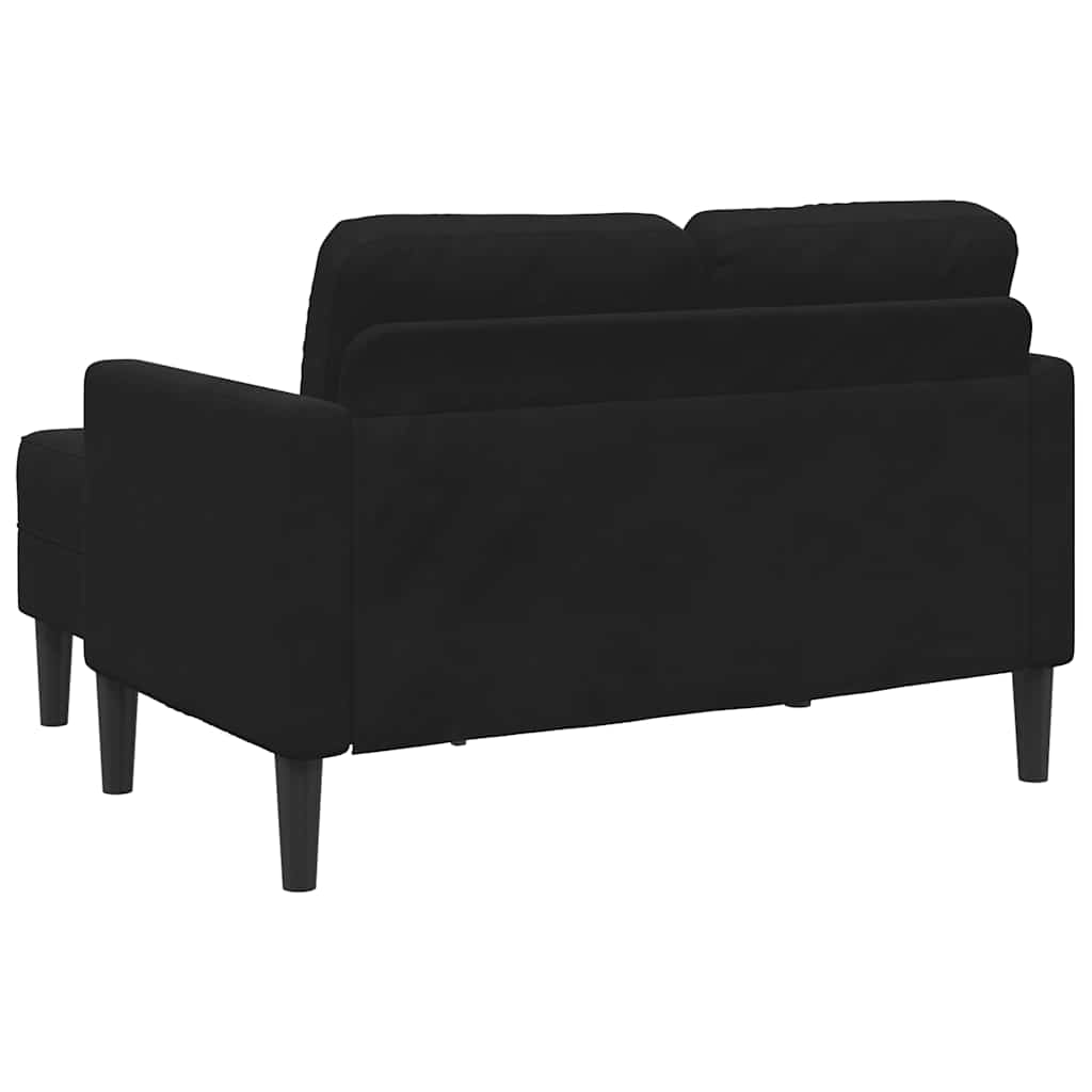 2-Sitzer-Sofa mit Chaiselongue L-Form Schwarz 125 cm Samt