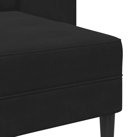 2-Sitzer-Sofa mit Chaiselongue L-Form Schwarz 125 cm Samt