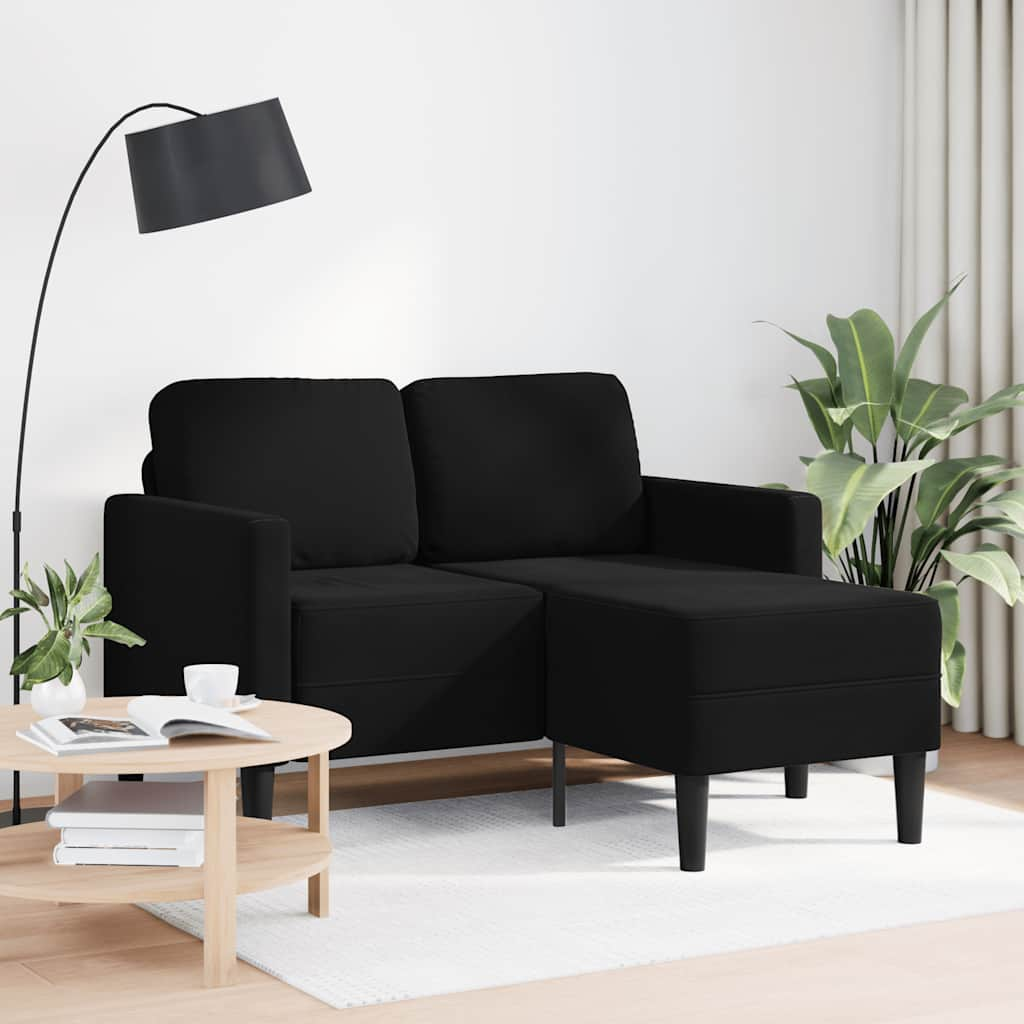 2-Sitzer-Sofa mit Chaiselongue L-Form Schwarz 125 cm Samt