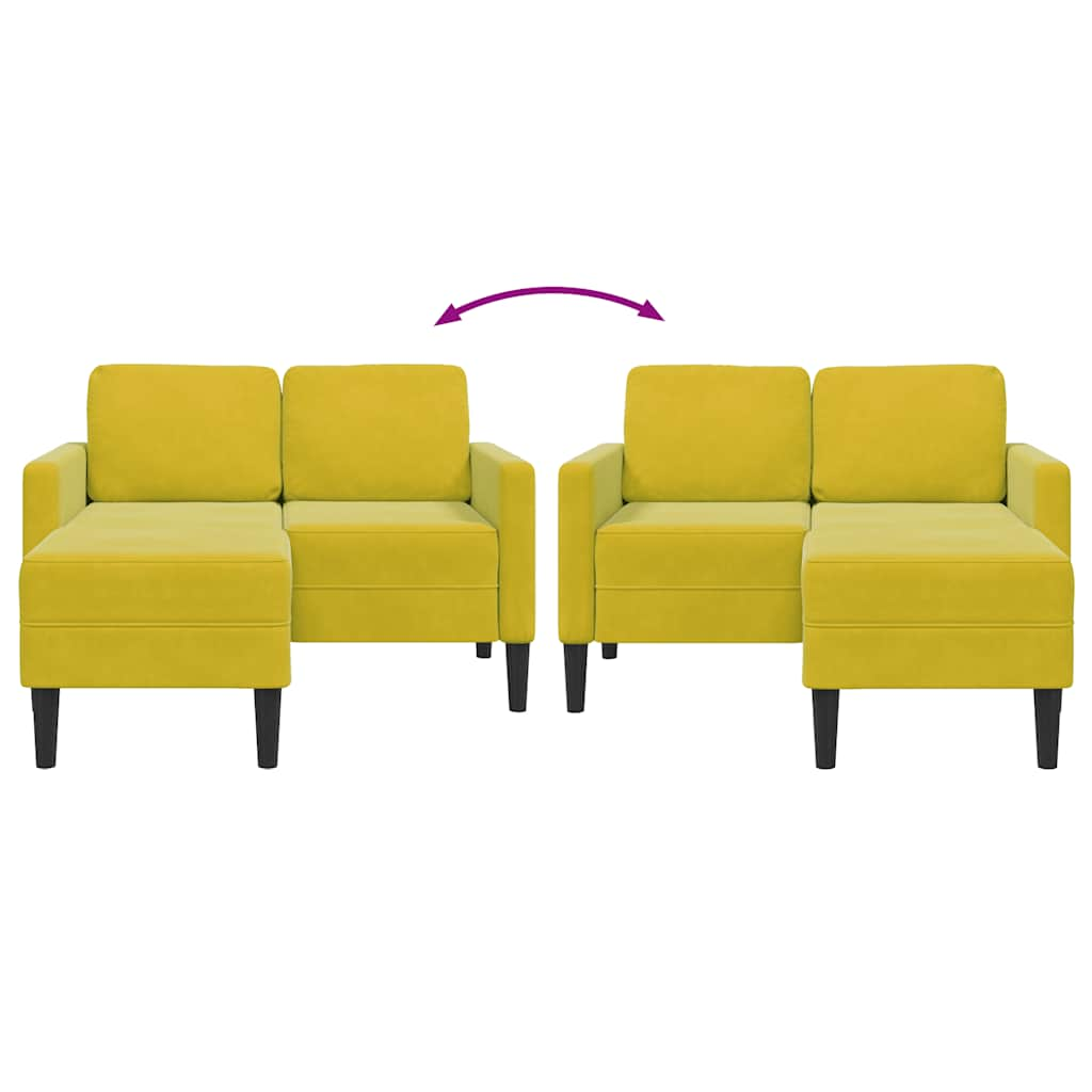 2-Sitzer-Sofa mit Chaiselongue L-Form Gelb 125 cm Samt