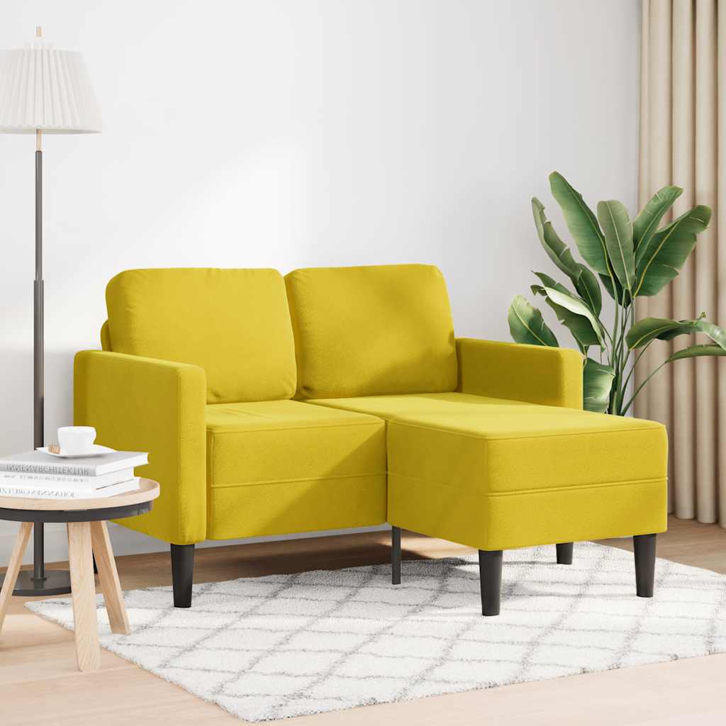 2-Sitzer-Sofa mit Chaiselongue L-Form Gelb 125 cm Samt