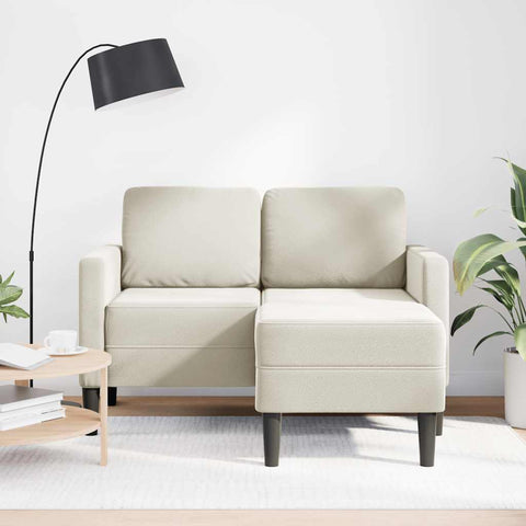 2-Sitzer-Sofa mit Chaiselongue L-Form Creme 125 cm Samt