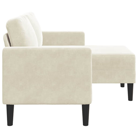 2-Sitzer-Sofa mit Chaiselongue L-Form Creme 125 cm Samt