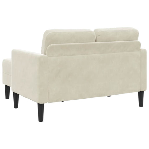 2-Sitzer-Sofa mit Chaiselongue L-Form Creme 125 cm Samt