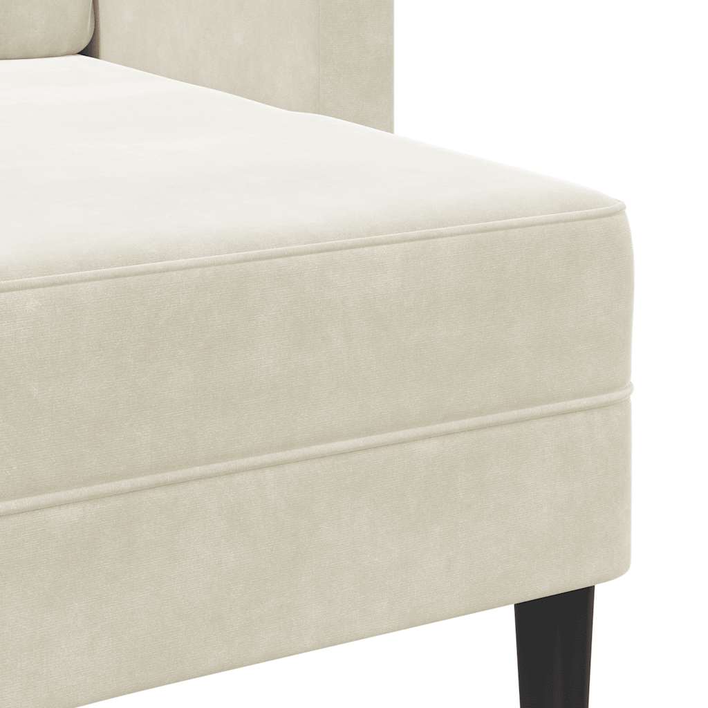 2-Sitzer-Sofa mit Chaiselongue L-Form Creme 125 cm Samt