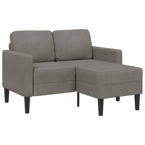 2-Sitzer-Sofa mit Chaiselongue L-Form Hellgrau 125 cm Leinen