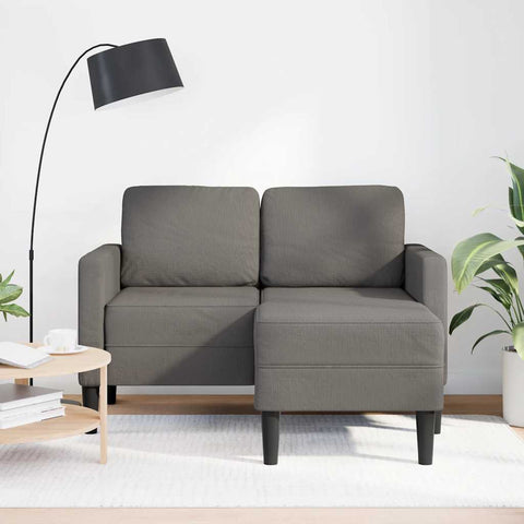 2-Sitzer-Sofa mit Chaiselongue L-Form Hellgrau 125 cm Leinen