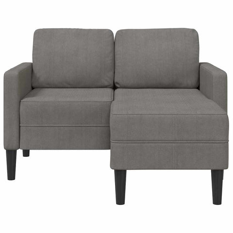 2-Sitzer-Sofa mit Chaiselongue L-Form Hellgrau 125 cm Leinen