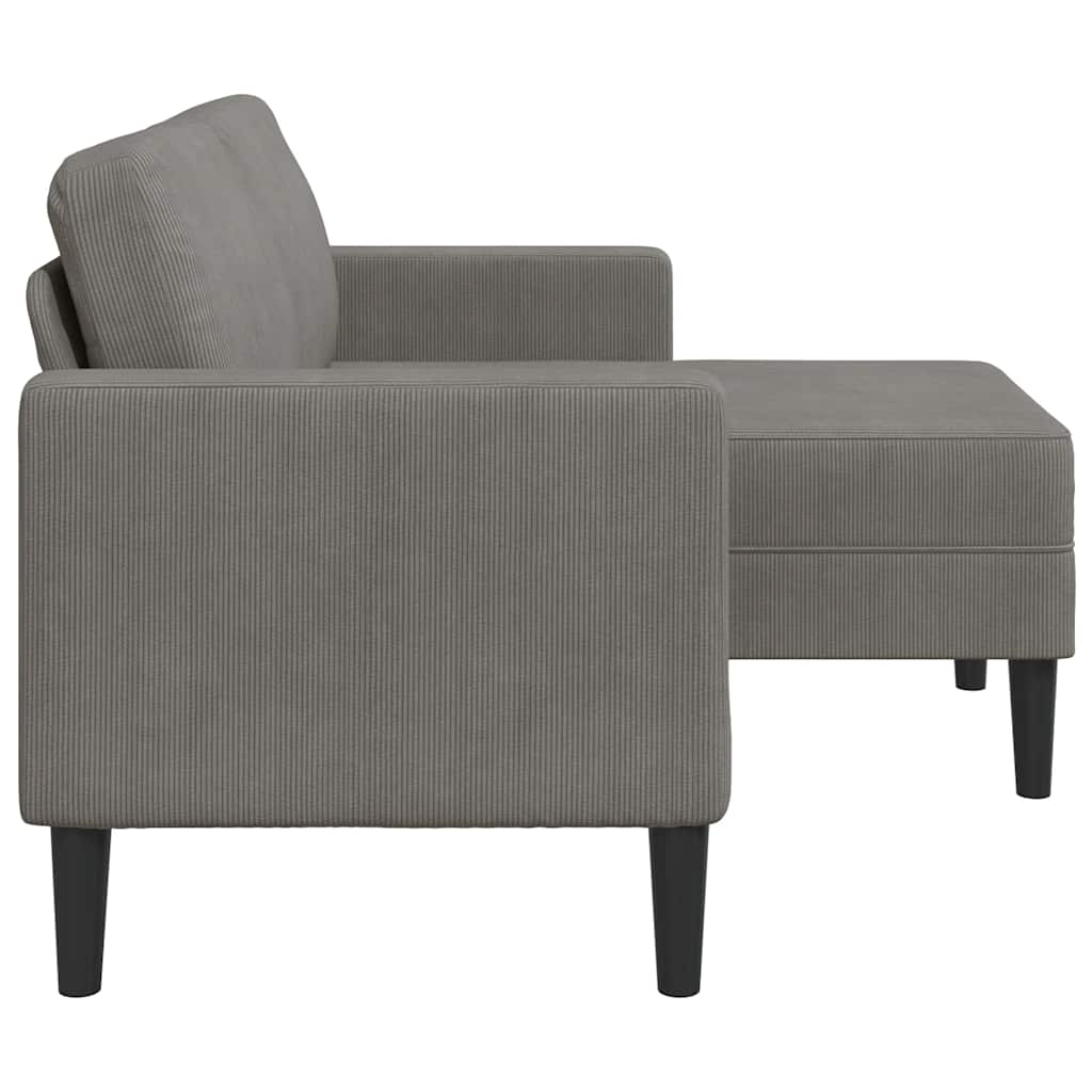 2-Sitzer-Sofa mit Chaiselongue L-Form Hellgrau 125 cm Leinen