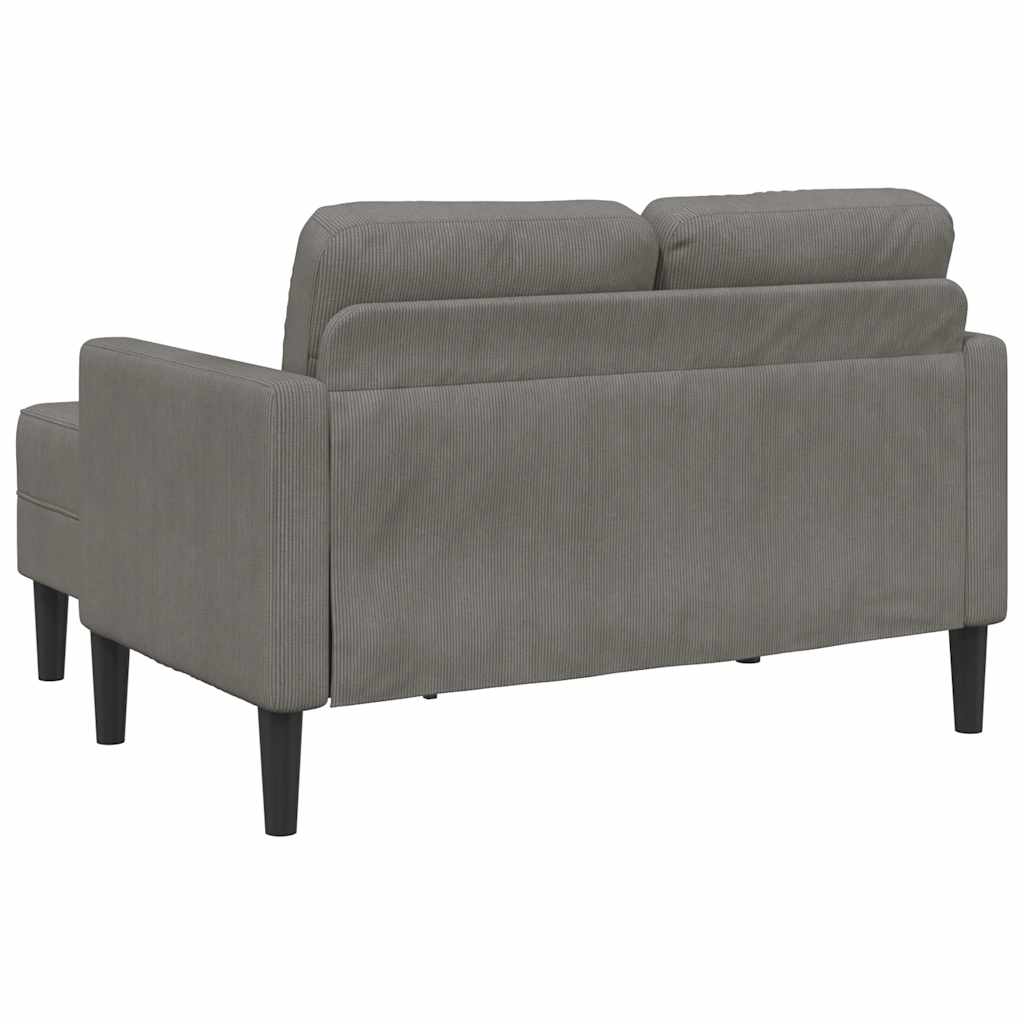 2-Sitzer-Sofa mit Chaiselongue L-Form Hellgrau 125 cm Leinen