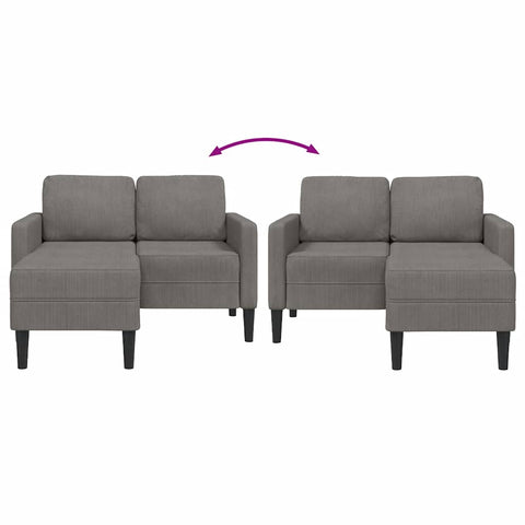 2-Sitzer-Sofa mit Chaiselongue L-Form Hellgrau 125 cm Leinen