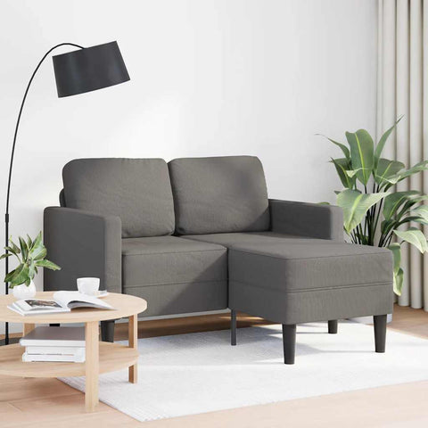 2-Sitzer-Sofa mit Chaiselongue L-Form Hellgrau 125 cm Leinen