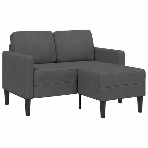 2-Sitzer-Sofa mit Chaiselongue L-Form Dunkelgrau 125 cm Leinen