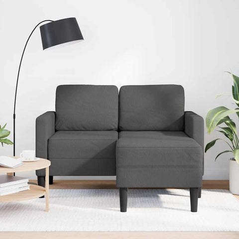 2-Sitzer-Sofa mit Chaiselongue L-Form Dunkelgrau 125 cm Leinen