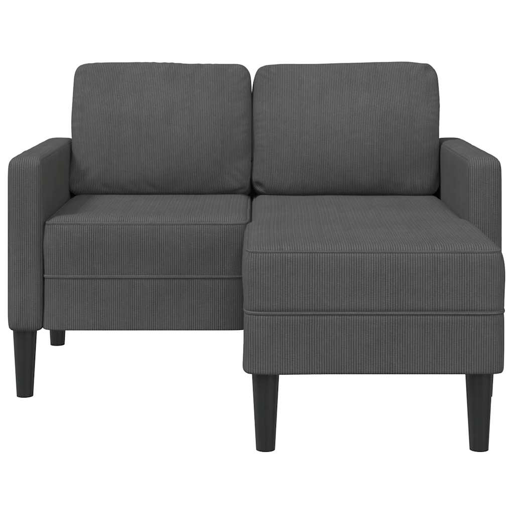 2-Sitzer-Sofa mit Chaiselongue L-Form Dunkelgrau 125 cm Leinen