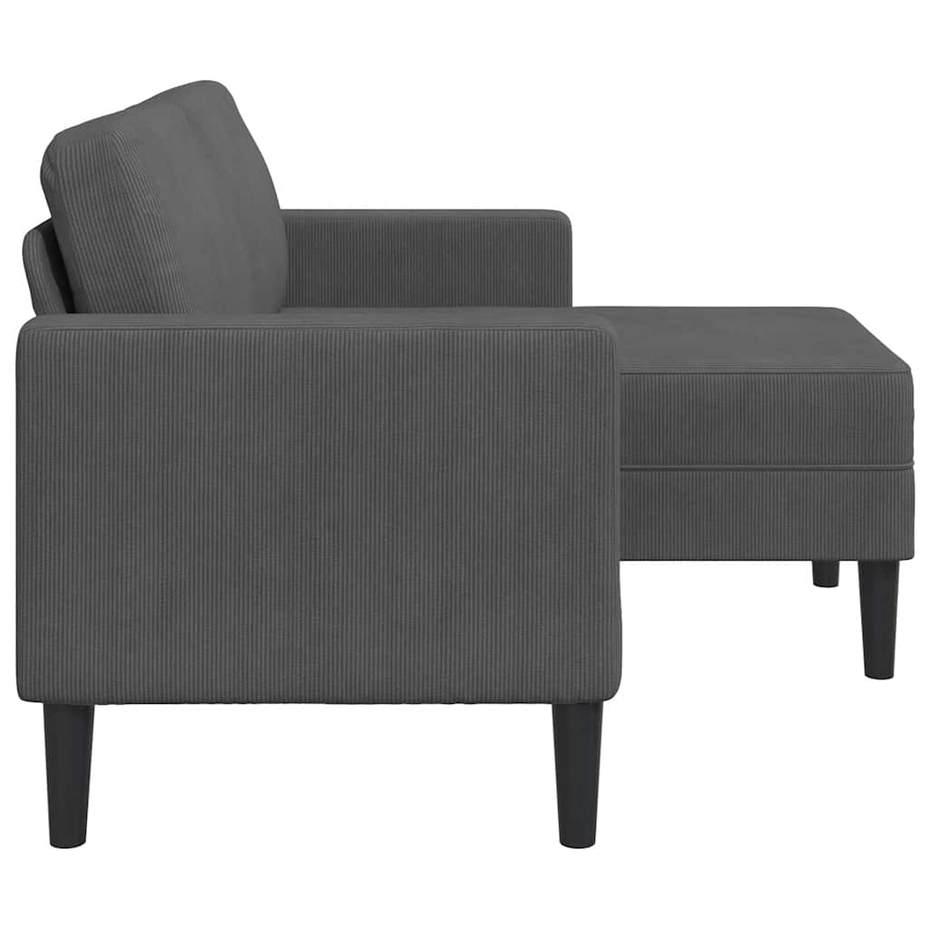 2-Sitzer-Sofa mit Chaiselongue L-Form Dunkelgrau 125 cm Leinen