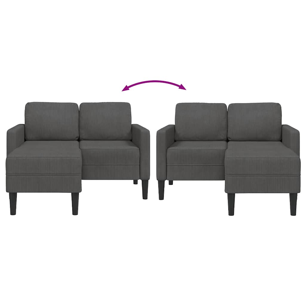 2-Sitzer-Sofa mit Chaiselongue L-Form Dunkelgrau 125 cm Leinen