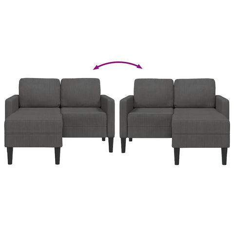 2-Sitzer-Sofa mit Chaiselongue L-Form Dunkelgrau 125 cm Leinen