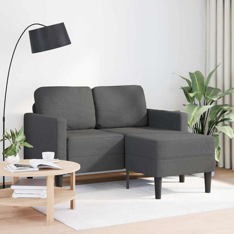 2-Sitzer-Sofa mit Chaiselongue L-Form Dunkelgrau 125 cm Leinen