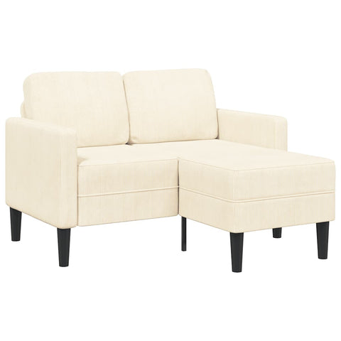 2-Sitzer-Sofa mit Chaiselongue L-Form Creme 125 cm Leinen