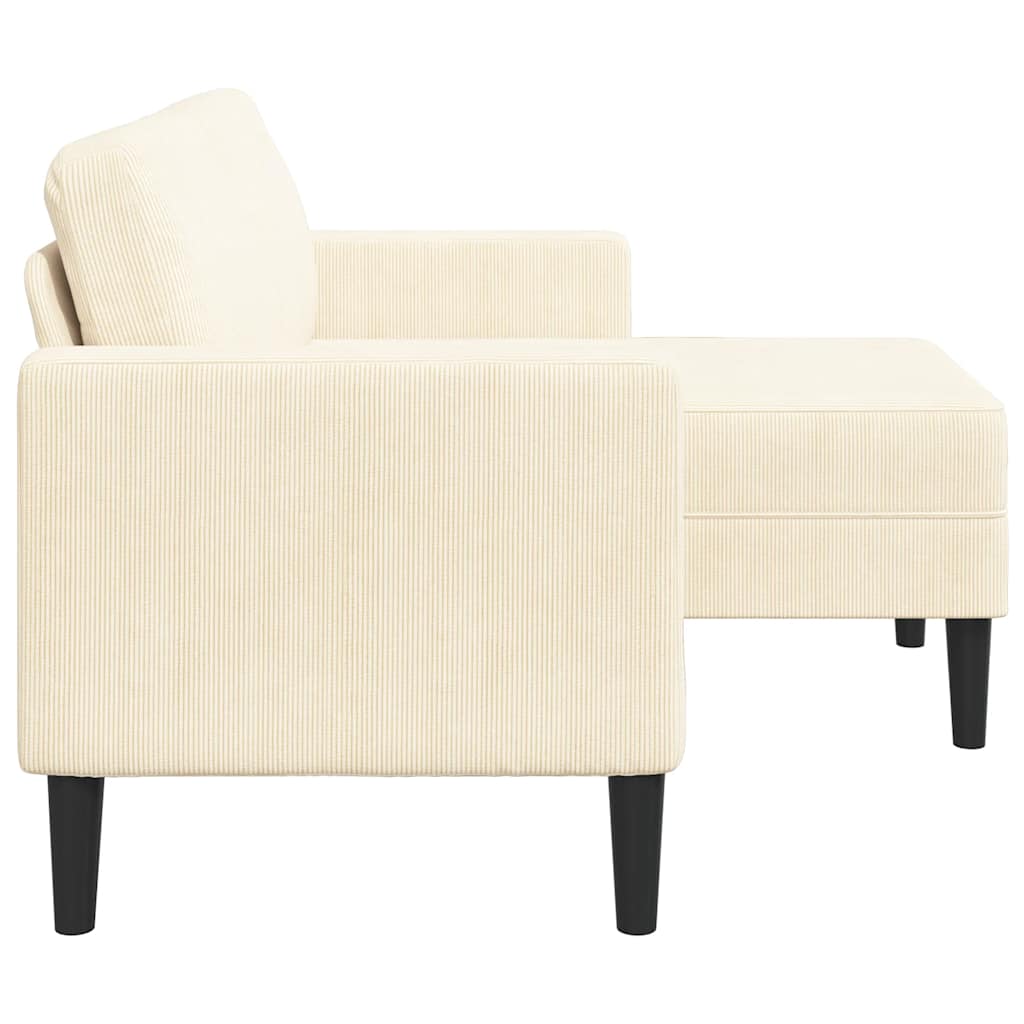 2-Sitzer-Sofa mit Chaiselongue L-Form Creme 125 cm Leinen