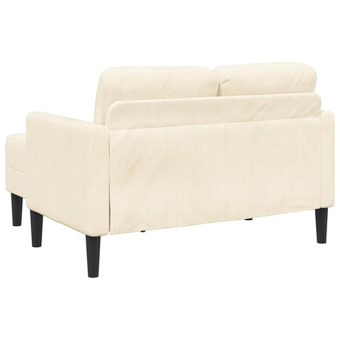 2-Sitzer-Sofa mit Chaiselongue L-Form Creme 125 cm Leinen