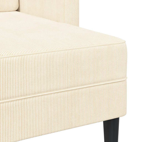 2-Sitzer-Sofa mit Chaiselongue L-Form Creme 125 cm Leinen