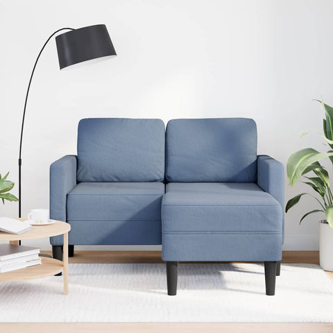 2-Sitzer-Sofa mit Chaiselongue L-Form Blau 125 cm Leinen