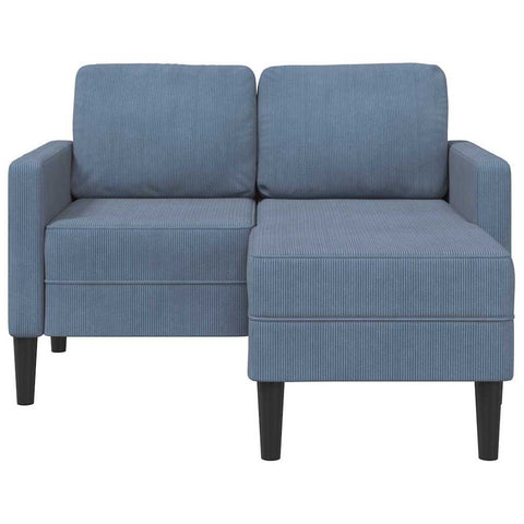 2-Sitzer-Sofa mit Chaiselongue L-Form Blau 125 cm Leinen