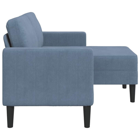 2-Sitzer-Sofa mit Chaiselongue L-Form Blau 125 cm Leinen