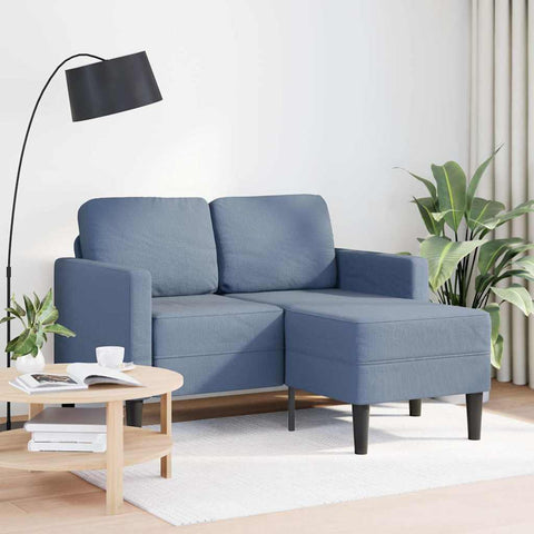 2-Sitzer-Sofa mit Chaiselongue L-Form Blau 125 cm Leinen