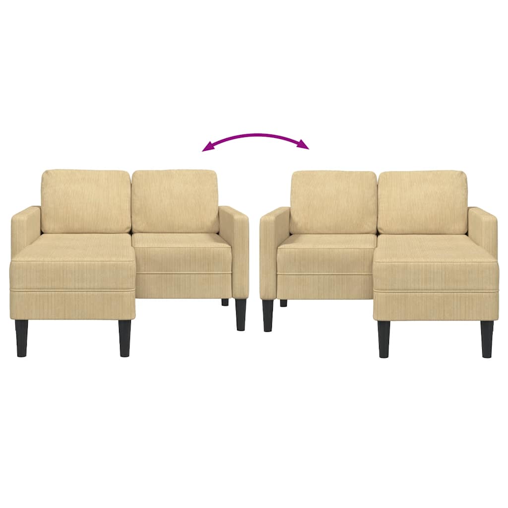 2-Sitzer-Sofa mit Chaiselongue L-Form Hellgrün 125 cm Leinen