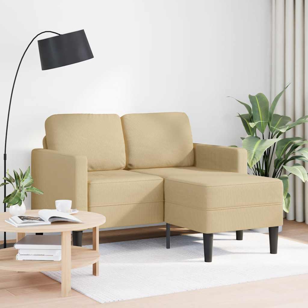 2-Sitzer-Sofa mit Chaiselongue L-Form Hellgrün 125 cm Leinen