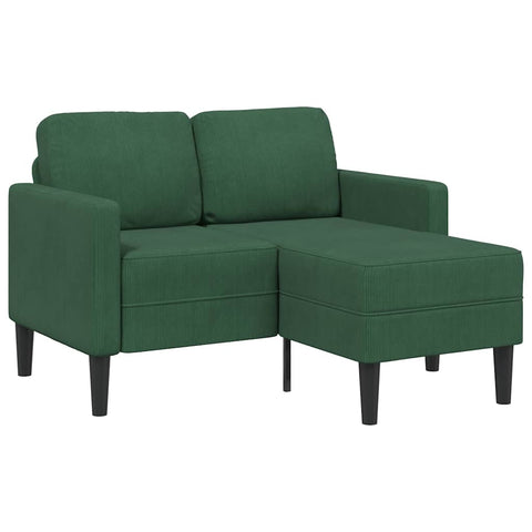 2er-Sofa mit Chaiselongue L-Form Dschungelgrün 125 cm Leinen