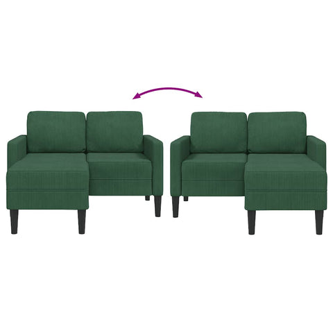 2er-Sofa mit Chaiselongue L-Form Dschungelgrün 125 cm Leinen