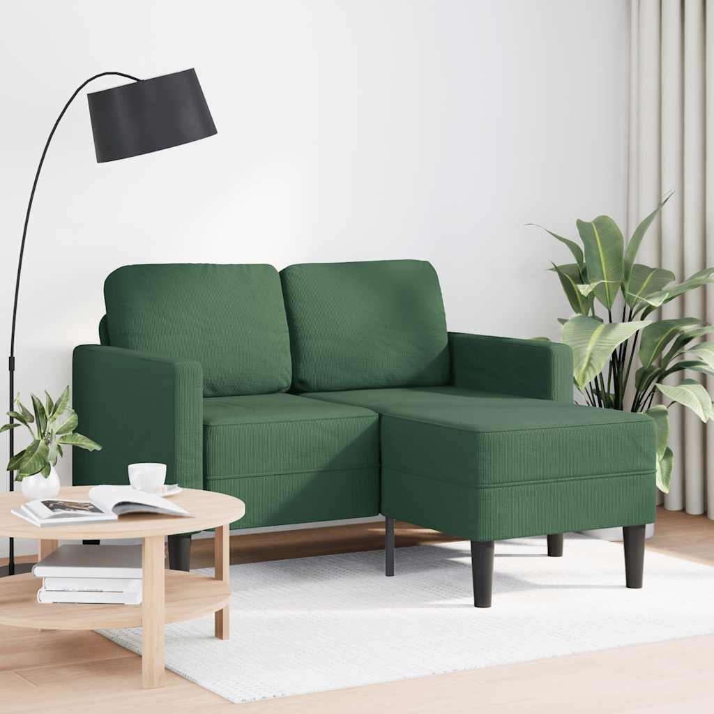 2er-Sofa mit Chaiselongue L-Form Dschungelgrün 125 cm Leinen