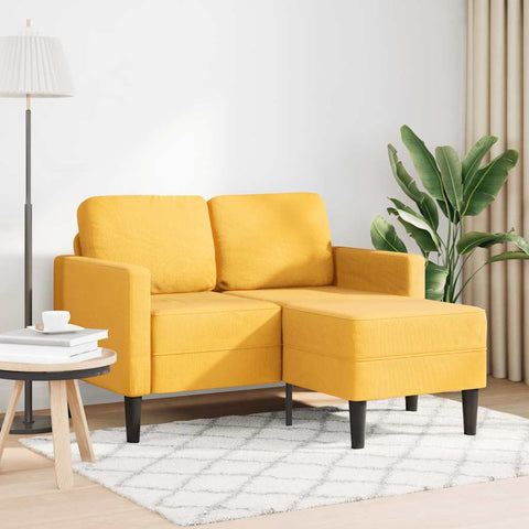 2-Sitzer-Sofa mit Chaiselongue L-Form Hellgelb 125 cm Leinen