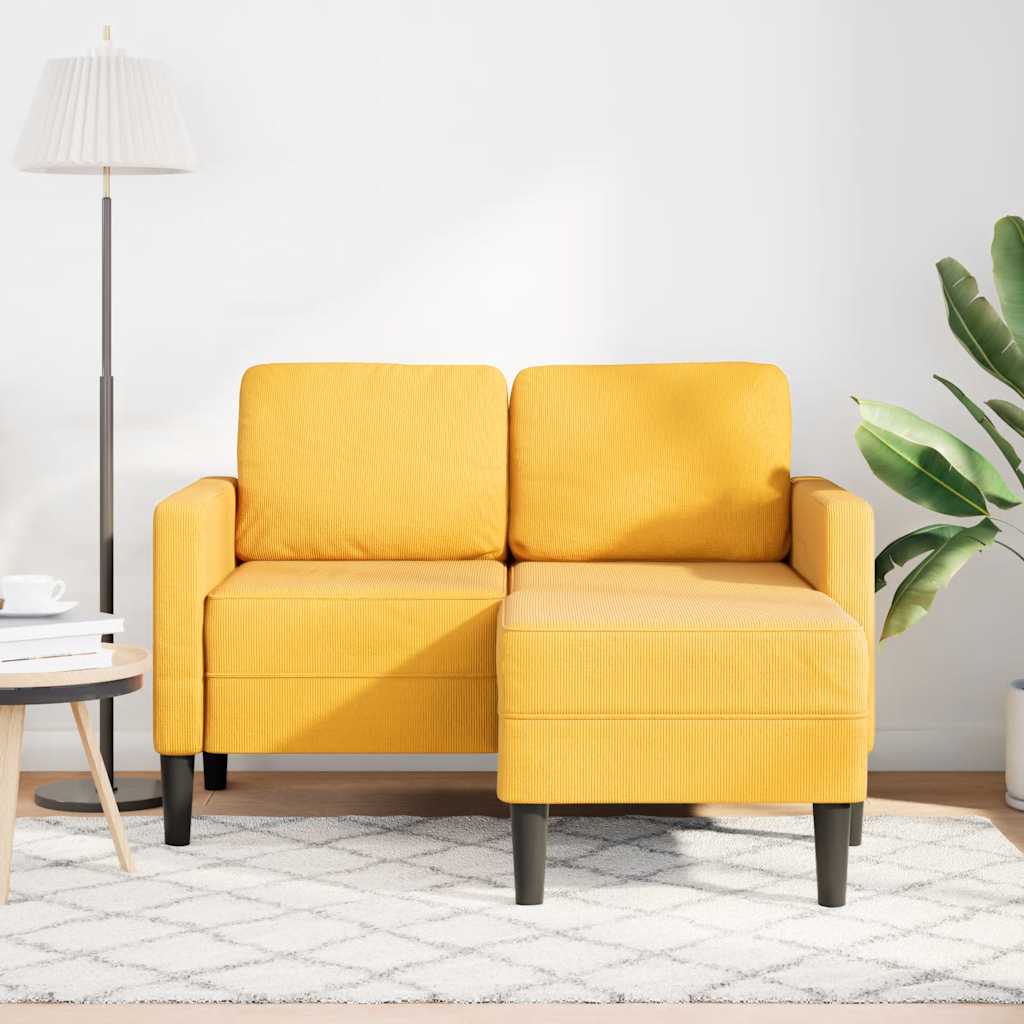 2-Sitzer-Sofa mit Chaiselongue L-Form Hellgelb 125 cm Leinen