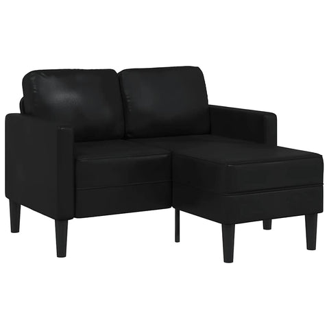 2-Sitzer-Sofa mit Chaiselongue L-Form Schwarz 125 cm Kunstleder